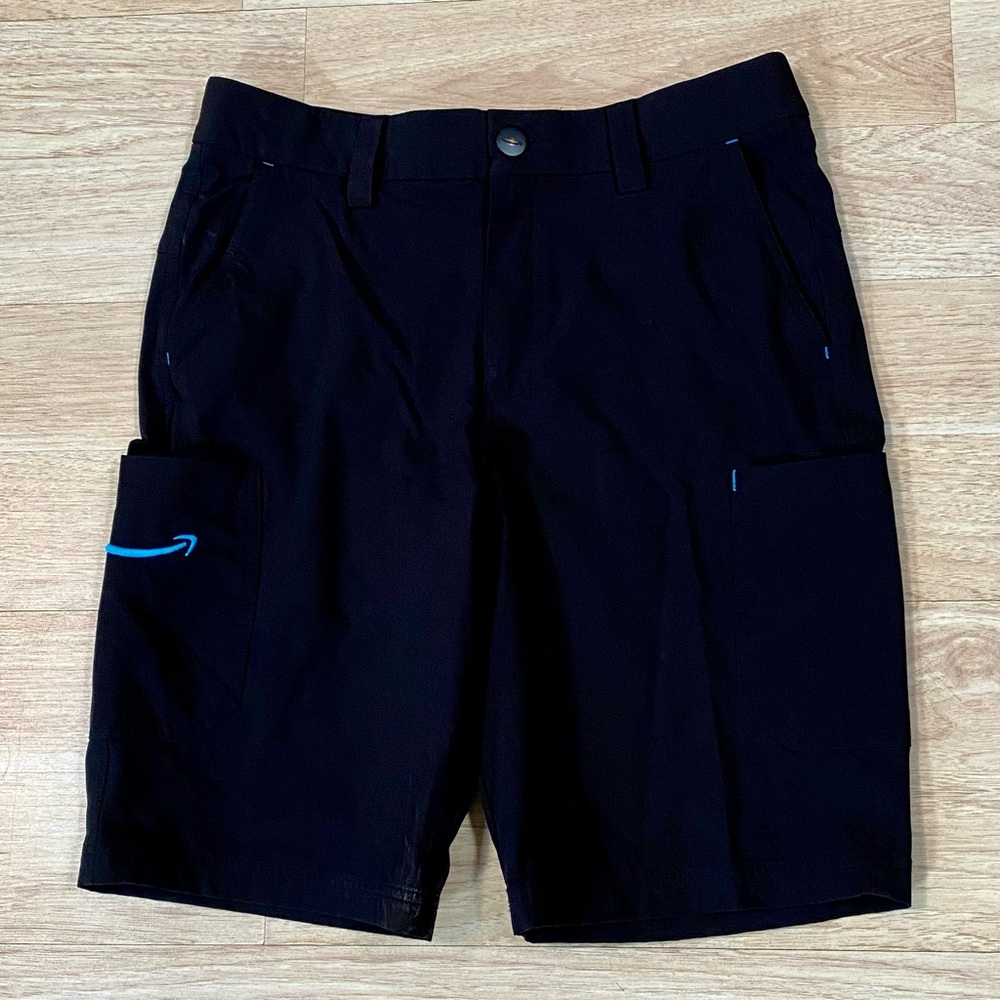Amazon Luly Yang Shorts Mens Small Black Delivery Cargo Stretch Comfort Workwear